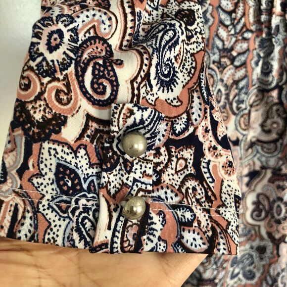 Per Seption Concept Tops Women's Size Medium Paisley Tunic Long Sleeve Crew Neck - Picture 9 of 9